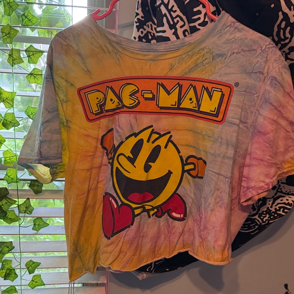 Pac-Man tie dye crop top, pre-owned